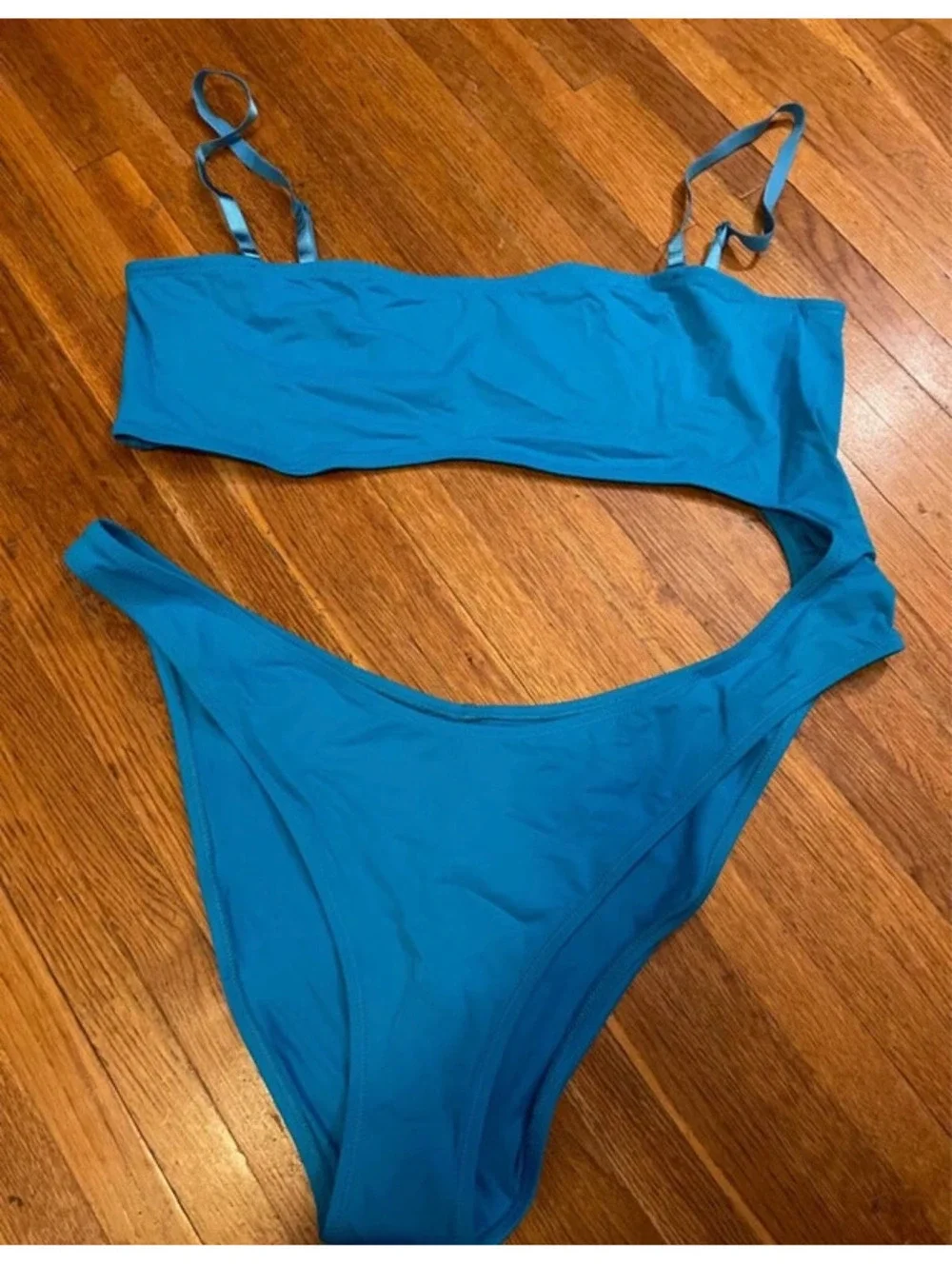 New Skims Recycled Swim Strapless Monokini Turquoise Blue Size 4X